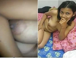 Young Indian woman giving oral sex to her lover.