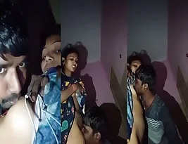 Lovers from a rural setting have sex in front of the camera at night.