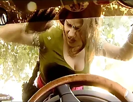 Indian woman of a certain age flutes big breasted victim in car wash accident