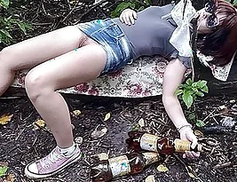 Young Russian beauty gets wild in the woods
