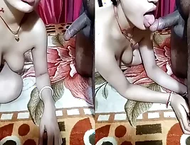 Pretty wife gives her husband a blow job in front of the camera on her phone