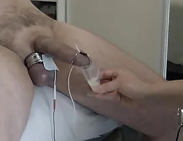 Orgasms on different angles followed by milking with locked balls