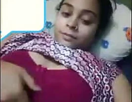 An Indian girl exposing her breasts and vagina in a webcam preview.