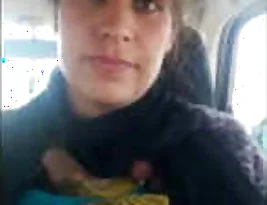 A beautiful woman from Kashmir having sex in a car.