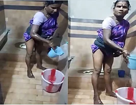 Exclusive video of an Indian woman cleaning herself up.