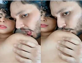 Pretty Indian girl continues to suck her lover’s breasts