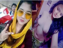 Hot Indian woman exposes her boobs during a video call
