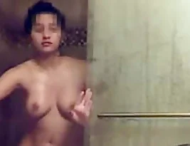 Erotic Indian girl’s shower time selfie with her soft and great asset