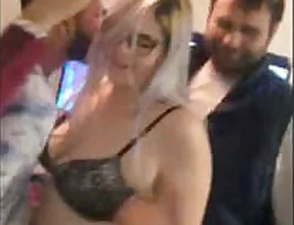 Punjabi guys having a good time abroad with a naked woman.