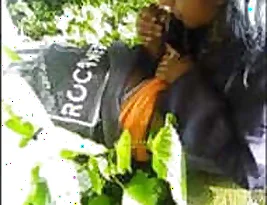 Outdoor scene of a black man being sucked by a desi woman.